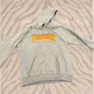 Thrasher flame hoodie gray classic